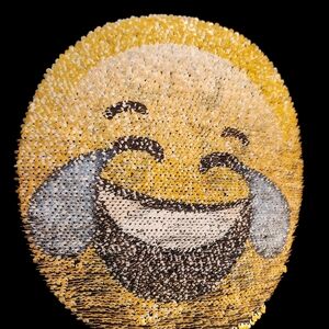 Laughing Emoji Sequin Pillow W/ A Diff Emoji Under Sequins》 Swipe